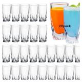 wookgreat 28Pack Shot Glass Bulk Set with Heavy Base, 1.3 Oz Whiskey Shot Glasses, Spirits cups, Tequila Glass Set, Small Shot Cups, Mini Drinking Cups for Vodka, Whiskey, Tequila, Espresso, Liquo