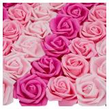 Bright Creations Artificial Flowers Foam Rose Heads - 3 x 1.2 in, Mixed Pink Shades, 100 Pack - Foam Roses for Flower Wall & Garland Backdrops, Wedding & Bridal Shower Decor