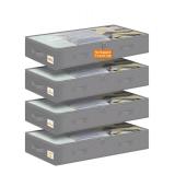 punemi Under Bed Storage Containers, 4 Pack Large Soft Foldable Storage Bags with Clear Top for Blankets, Comforters, Sheets, Wrapping Paper, Water-Resistant Inner Layer, 20x40x7.5 in, Gray
