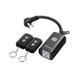 DEWENWILS Outdoor Remote Control Outlet, 15A Wireless Remote Control Switch, 100FT Control Range&14AWG SJTW Power Cord, for Lights Outdoor Appliances, 2 Remote Controls+1 Outlet, FCC Listed