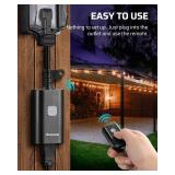DEWENWILS Outdoor Remote Control Outlet, 15A Wireless Remote Control Switch, 100FT Control Range&14AWG SJTW Power Cord, for Lights Outdoor Appliances, 2 Remote Controls+1 Outlet, FCC Listed