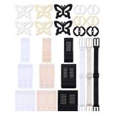 Boao 24 Pieces Bra Strap Clips to Make Racerback, Bra Strap Holders, Elastic Extenders 2,3,4 Hook Accessory Adjustable Connector Clip Non Slip Clips for Women