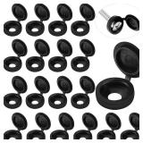 Hotop 100 Pieces Hinged Screw Cover Caps Plastic Shutter Fold Screw Snap Covers Washer Flip Tops(Medium,Black)
