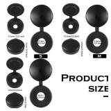 Hotop 100 Pieces Hinged Screw Cover Caps Plastic Shutter Fold Screw Snap Covers Washer Flip Tops(Medium,Black)