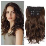 Hair Extensions Clip ins - 14 Inch Wavy Synthetic Clip in Hair Extensions For Women And Girls (Color: Light Brown Mix Chocolate Brown)
