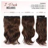 Hair Extensions Clip ins - 14 Inch Wavy Synthetic Clip in Hair Extensions For Women And Girls (Color: Light Brown Mix Chocolate Brown)