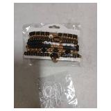 Game Day Bracelets for Women Football Bracelets Red Black Blue Heishi Clay Beaded Stretch Bracelets Stackable Sports Football Charm Bracelet Bangles Football Mom Accessories Outfits Jewelry Gifts (Bla