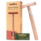 Bambaw Safety Razor for Women with 3 Double Edge Blades, Double Edge Razor, Single Blade Razors for Women and Men, Reusable & Plastic Free Rose Gold (Pre Owned)