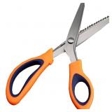 HAGBOU Pinking Shears for Fabric Cutting, 9 Inch Zig Zag Scissors, Professional Sewing Pinking Shears with Crinkle Edge, Scrapbook Scissors (Orange), SE003