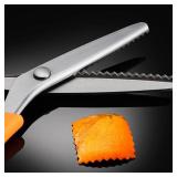 HAGBOU Pinking Shears for Fabric Cutting, 9 Inch Zig Zag Scissors, Professional Sewing Pinking Shears with Crinkle Edge, Scrapbook Scissors (Orange), SE003