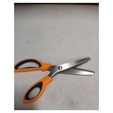 HAGBOU Pinking Shears for Fabric Cutting, 9 Inch Zig Zag Scissors, Professional Sewing Pinking Shears with Crinkle Edge, Scrapbook Scissors (Orange), SE003