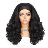 Quantum Love Yaki Curly Headband Wigs for Black Women - Kinky Straight Black Headband Curly Ends Synthetic Wear and Go Glueless Half Wig with Headbands Attached