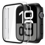 Misxi 2 Pack Tempered Glass Case Compatible for Apple Watch Series 11 (2025) Series 10 46mm, Hard PC Screen Protector Ultra-Thin Lightweight Scratch-Resistant Cover for iWatch, 1 Black + 1 Transparent