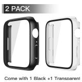 Misxi 2 Pack Tempered Glass Case Compatible for Apple Watch Series 11 (2025) Series 10 46mm, Hard PC Screen Protector Ultra-Thin Lightweight Scratch-Resistant Cover for iWatch, 1 Black + 1 Transparent