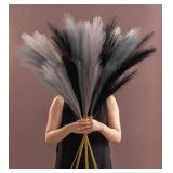 SeptCat 9 Pcs 45" Faux Dried Pampas Grass Tall Decor, Fluffy Fake Long Pompas Artificial Black Grey Gray Pompous Stems Bouquet Flower Arrangement Vase Filler for Boho Home Wedding Decoration