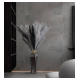 SeptCat 9 Pcs 45" Faux Dried Pampas Grass Tall Decor, Fluffy Fake Long Pompas Artificial Black Grey Gray Pompous Stems Bouquet Flower Arrangement Vase Filler for Boho Home Wedding Decoration