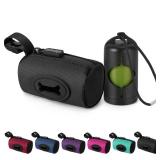 Gobeigo 2-in-1 Dog Poop Bag Holder - Hard Plastic Insert & Fabric Outer Bag | One-Pull Smooth Dispensing (No More Stuck Waste Bags) | Snap-On Strap Fits Retractable/Standard Leashes (Black)