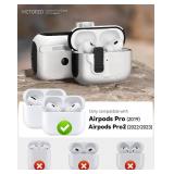 MCTOPZO for AirPods Pro 2nd/1st Generation Case with Secure Lock,Shockproof Hard Protective Cover for AirPods Pro 2 Case with Phone Holder,Airpod Pro Cases (2023/2022/2019) with Cleaner Kit-White