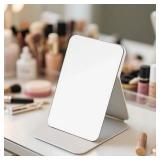 8 Inch Portable Makeup Mirror, Folding Travel Mirror with Adjustable Stand - HD Non-Slip Vanity Mirror for Desk, Bathroom, Office & Camping (1X Magnification, No Zoom)