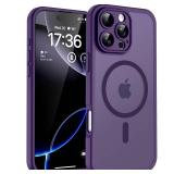 TOCOL Magnetic for iPhone 16 Pro Case, Upgraded Full Camera Protection, Compatible with Magsafe, Drop Protection, Translucent Matte Back Bumper for iPhone 16 Pro 6.3-Inch (Purple)