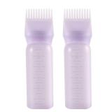 Pimoys Root Comb Applicator Bottle 6 Ounce Hair Oil Applicator 2 Pack Applicator Bottle for Hair Dye Bottle Applicator Brush with Graduated Scale, Purple