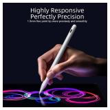 Stylus Pen for iPad 6th-11th Generation-2X Fast Charge Active Pencil Compatible with 2018-2025 Apple iPad Pro 11"/12.9"/M4, iPad Air 3/4/5/M2/M3,iPad mini 5/6 Gen-White (Missing Charger)
