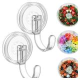Clear Wreath-Hanger, 22 LB Strong Suction-Cup-Wreath-Hooks, 2 Pack Wreath-Door-Hanger Easter Halloween Christmas Decorations, Welcome Sign for Front Door Indoor Outdoor, Removable Holder Window Glass