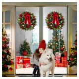 Clear Wreath-Hanger, 22 LB Strong Suction-Cup-Wreath-Hooks, 2 Pack Wreath-Door-Hanger Easter Halloween Christmas Decorations, Welcome Sign for Front Door Indoor Outdoor, Removable Holder Window Glass