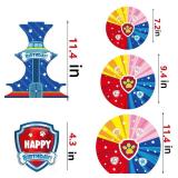 Cartoon Dog Theme Cupcake Stand Kids Birthday Party Decorations Red Blue Pink Yellow 3-Tier Cupcake Toppers Stand Cartoon Dog Party Supplies Cake Table Decoration