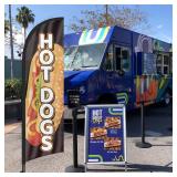 FSFLAG Hot Dogs Advertising Swooper Flag, 98" x 22" Red Solid Polyester Flag with Flag Pole, Ground Stake, Rods for Hot Dogs Business