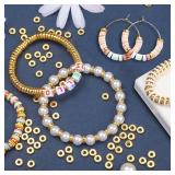 1500pcs 6mm Gold Flat Round Spacer Beads Disc Loose Jewelry Making Beads for DIY Bracelet Necklace Earring Craft Supplies