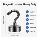 Grtard 20 Pack Magnetic Hooks, 30LBS Magnet Hooks Heavy Duty, Strong Magnetic Hooks for Cruise Cabins, Neodymium Magnets with Hook for Hanging, Outdoor, Kitchen, Workplace, Garage, Office(Black)