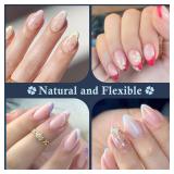 Luckyfairy Short Almond Gel Nail Tips 360Pcs, Pre Etched Nail Tips Almond Shape Full Cover Soft Gel Fake Nails for Nails Extension DIY Art Salon 12 Sizes