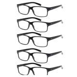 NORPERWIS Reading Glasses 5 Pairs Quality Readers Spring Hinge Glasses for Reading for Men and Women (5BLACK, 3.50)