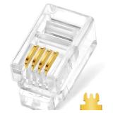 NECABLES 20Pack Telephone Modular Plug RJ9/RJ10/RJ22 4P4C Connector for Phone Handset Cord (Compatible with Both Solid and Stranded Wire)
