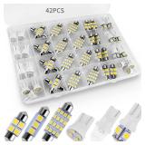 Zakolak 41 Pieces Interior Car Lights, Super Bright White Dome Map Tail Cab Lights Bulb Kit Set , DE3175 T10 31mm 41mm 194 LED Bulb for Your Trucks Width Lamp(White)