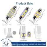 Zakolak 41 Pieces Interior Car Lights, Super Bright White Dome Map Tail Cab Lights Bulb Kit Set , DE3175 T10 31mm 41mm 194 LED Bulb for Your Trucks Width Lamp(White)