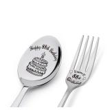 Happy 88th Birthday Spoon&Fork Gifts Engraved Spoon&Fork Personalized Birthday Gifts for Father Mother Grandpa Grandma Family Elders Friends