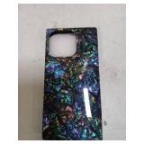 KERZZIL Elegent Girly Mother Shell Pearl Compatible with iPhone 16 Pro 6.1 inch Rectangle Edge Case,Chic Slim Colorful Abalone Pearl Soft TPU Silicone Protective Cases Cover(Abalone,16 Pro)