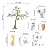Baby Animal Wall Stickers for Nursery: Kids Boys Girls Bedroom Classroom Daycare Wall Decals - Jungle Animals Tree Elephant Lion Giraffe Monkey Sloth