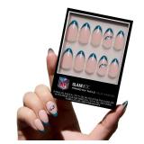 Glamnetic x Fanatics Press On Nails - Philadelphia Eagles | Short Almond Fake Nails, NFL Eagles Green French Tips, Football Nails, Salon-Quality | 15 Sizes - 30 Nail Kit with Glue