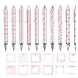 Mangpung 22 Pieces Cute Pink Bow Stuff,10 Pink Coquette Bow Pens and 12 Pads Bow Sticky Notes,Black Ink Ballpoint Pens for Birthday Party Back to School Student Gift Women Office School Supplies