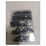 Aienxn 136PCS 6 Metric Sizes Black Carbon Steel Hex Flange Nuts Assortment Kit -M3, M4, M5, M6, M8, M10