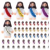 Bememo 50 Pcs Mini Jesus Figures Jesus Loves You Christ Toys Little Christ Figures to Hide and Seek Sunday School Religious Party Favors Gift(Fresh Color)