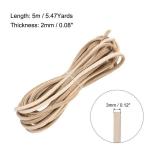 MECCANIXITY 3mm Flat Leather Cord, 5 Yards Braiding String Leather Ropes for Bracelets Necklaces Jewelry Making Shoe Lace DIY Crafts, Beige