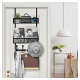 Kaiferty Over The Door Hooks Organizer, Coat Rack Over The Door Storage Hanger Towel Rack, Back of Door Storage Organizer for Bathroom,Bedroom,Kitchen,Office (Black 3-Tier)