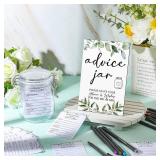 Sintuff 114 Pieces Advice and Wishes Cards Jar - Greenery Bridal Shower Decoration, Hilarious Bridal Shower Games, Advice and Wishes Jar and Sign for the Mr and Mrs, Wedding Games for Reception