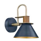 Modern Wall Sconces, HWH Industrial Sconce Wall Lighting Indoor Wall Lamp, Gooseneck 1-Light Barn Vanity Light for Kitchen Bedroom, Hammered Metal Shade, Navy Blue Finish, 5HZG74B-L BL+BG