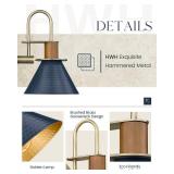 Modern Wall Sconces, HWH Industrial Sconce Wall Lighting Indoor Wall Lamp, Gooseneck 1-Light Barn Vanity Light for Kitchen Bedroom, Hammered Metal Shade, Navy Blue Finish, 5HZG74B-L BL+BG