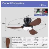 Kviflon 36 Inch Modern Ceiling Fans with Lights, Small Flush Mount Ceiling Fan with Light and Remote/APP Control, 3 Reversible 6 Speeds Curved Blades, 3 CCT Dimmable Lights for Bedroom, Brown